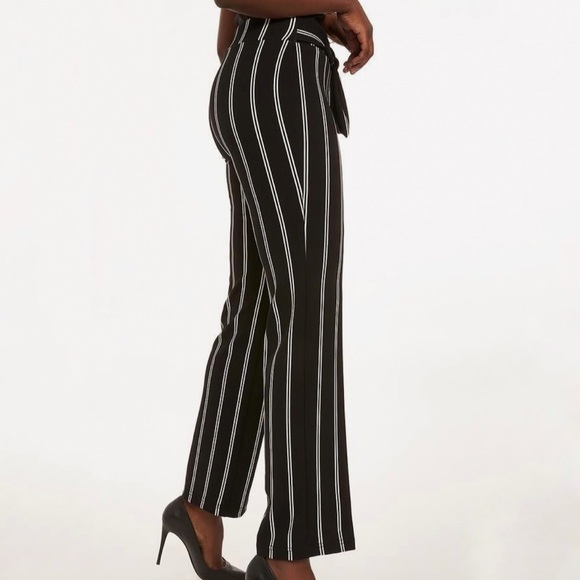Pants - B&W STRIPE WIDE LEG PULL-ON PANT WITH TIE BELT